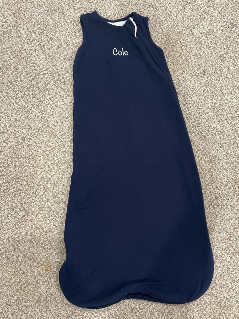 Kyte BABY Navy Sleeveless Sleep Sack 1.0tog M embroidered “Cole”